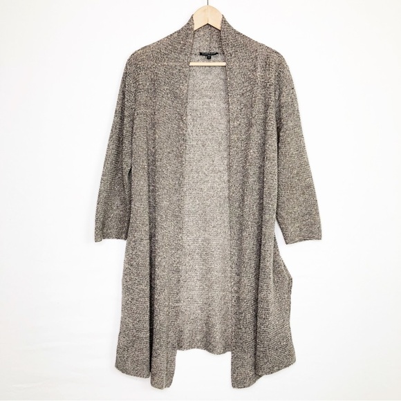 Eileen, fisher, tortoise shell linen open closure, duster cardigan - Picture 1 of 8